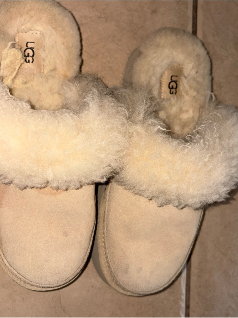 UGG Cream Shearling Lined Slip-On Slippers